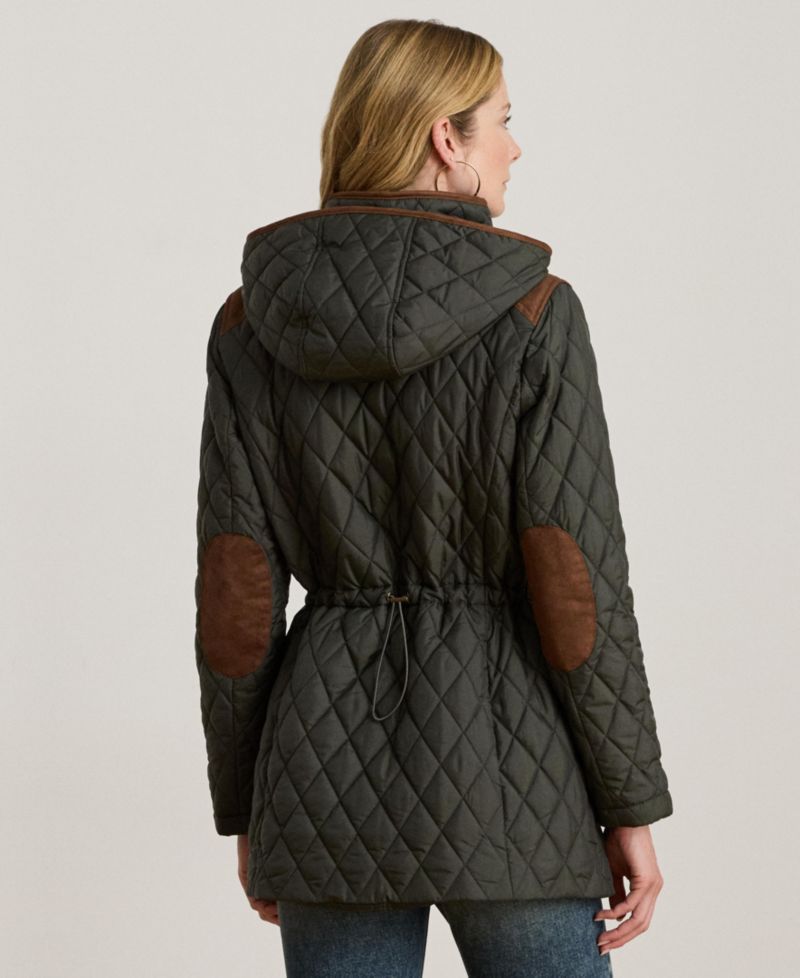 Petite Hooded Utility Quilted Coat