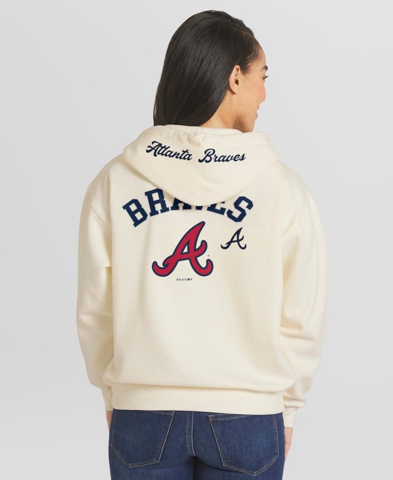 Women's Cream Atlanta Braves Full-Zip Hoodie