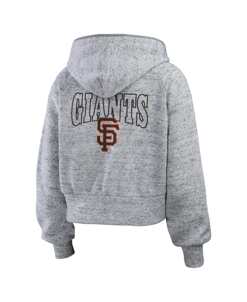 Women's Heather Gray San Francisco Giants Speckled Fleece Cropped Full-Zip Hoodie