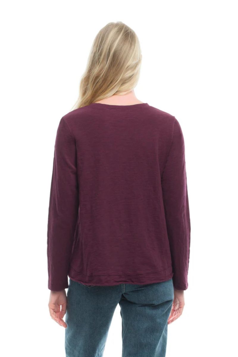 Women's Clothing Boxy Mixed Fabric Hem Tee