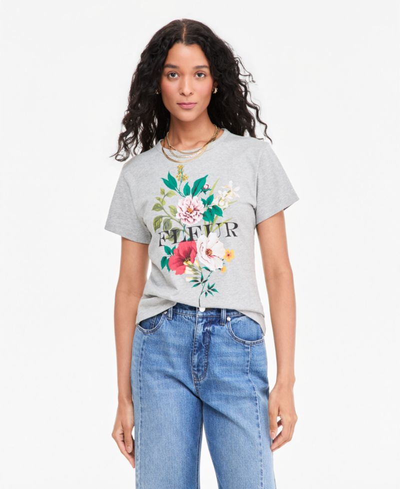 Women's Fleur Beaded Graphic Crewneck T-Shirt