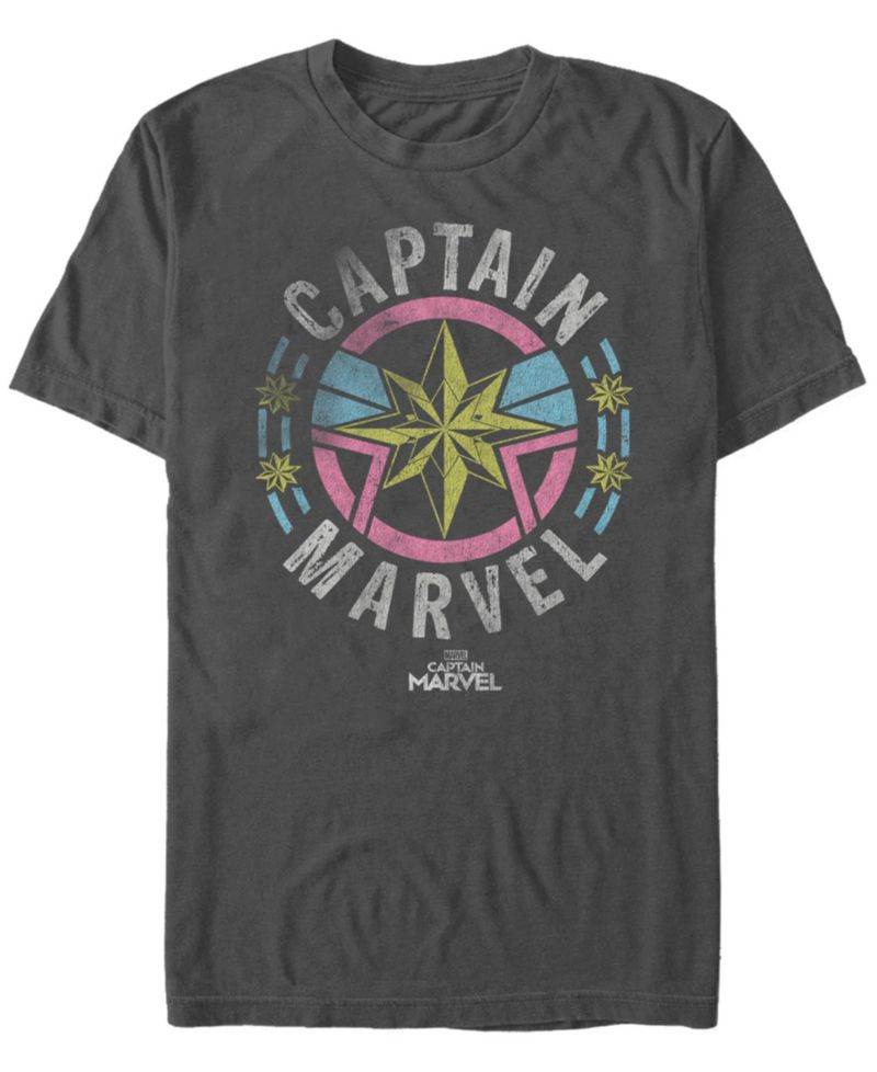 Marvel Men's Captain Marvel Pastel Chest Logo, Short Sleeve T-shirt