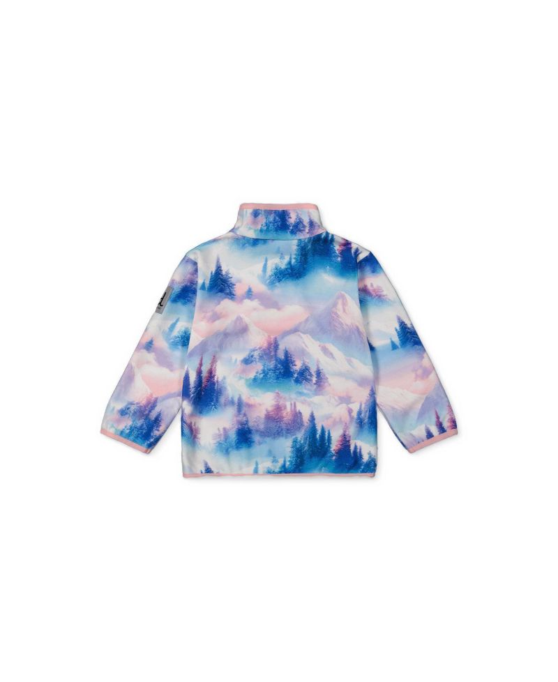 Girls' 4-16 Mid-Season Half-Zip Pullover Plush Fleece Mountain Print Jacket