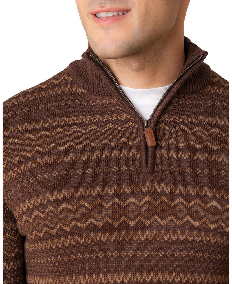 Men's Hope and Henry Organic Half Zip Intarsia Pullover Sweater