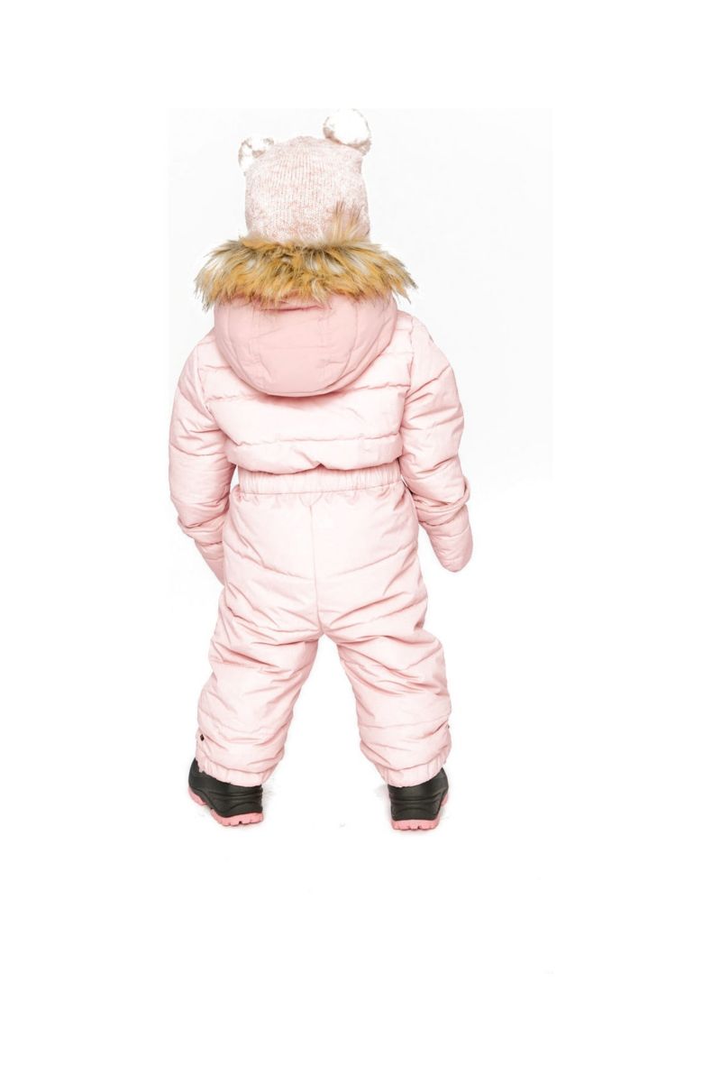 Baby Girl ( 6M to 24M ) Original One Piece Puffy Snowsuit with Removable Mittens and Boots Pale Dusty