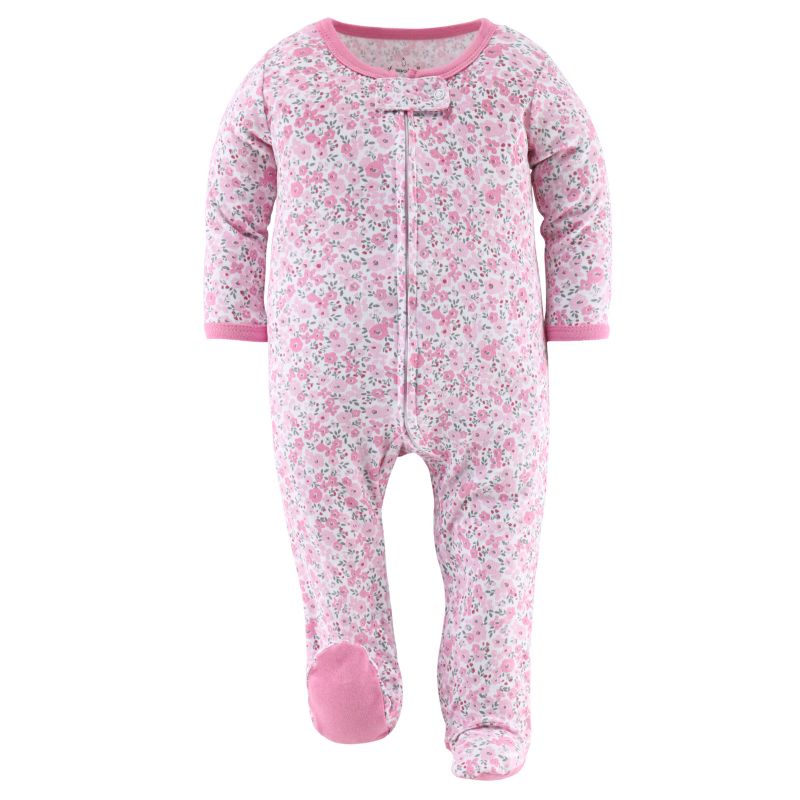 Baby Girls Floral Love Footed Sleepers for Girls, 3 Pack