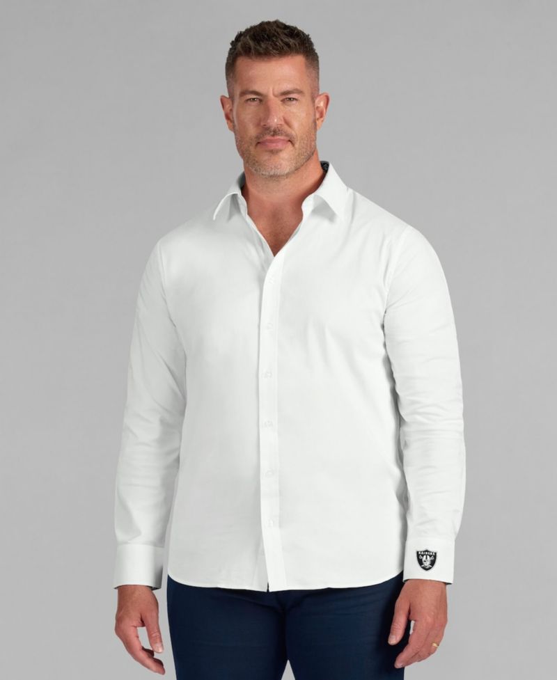 Men's White Las Vegas Raiders Man-In-Motion Long Sleeve Button-Up Dress Shirt
