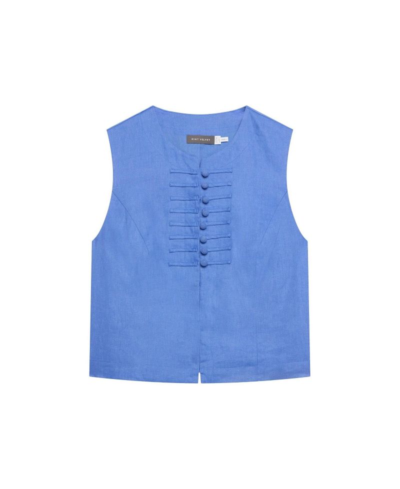 Women's Sleeveless Military-Inspired Linen Top