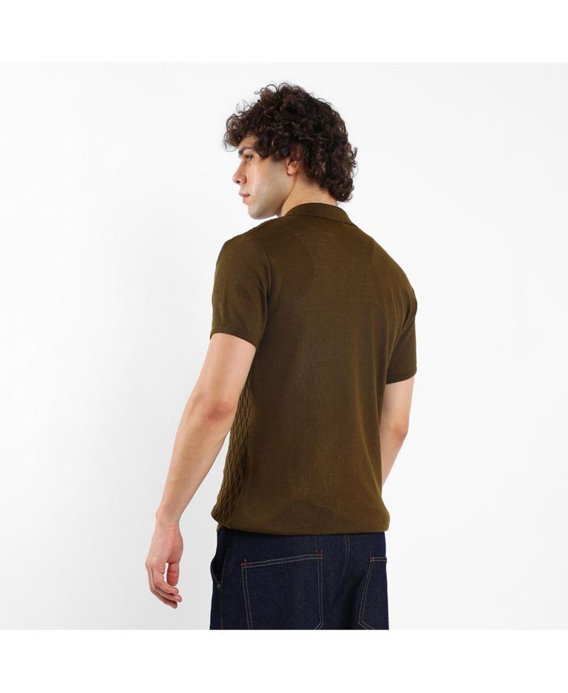 Men's Harlequin-Textured Knit Shirt
