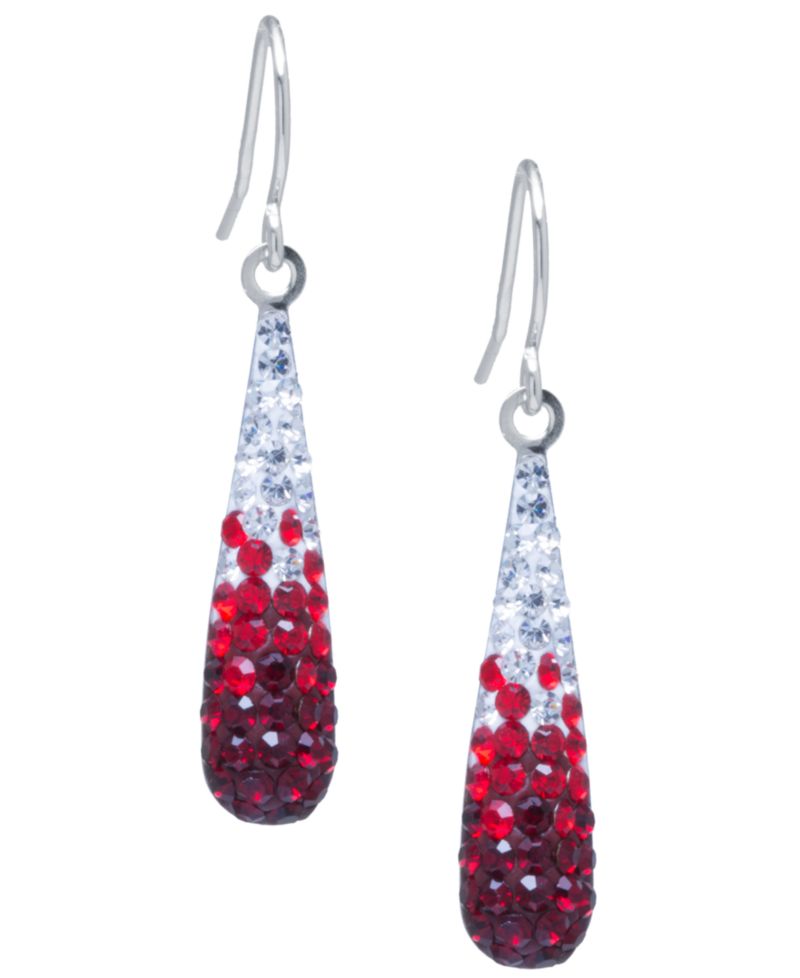 Crystal Pav&eacute; Tear-Shape Drop Earrings in Sterling Silver
