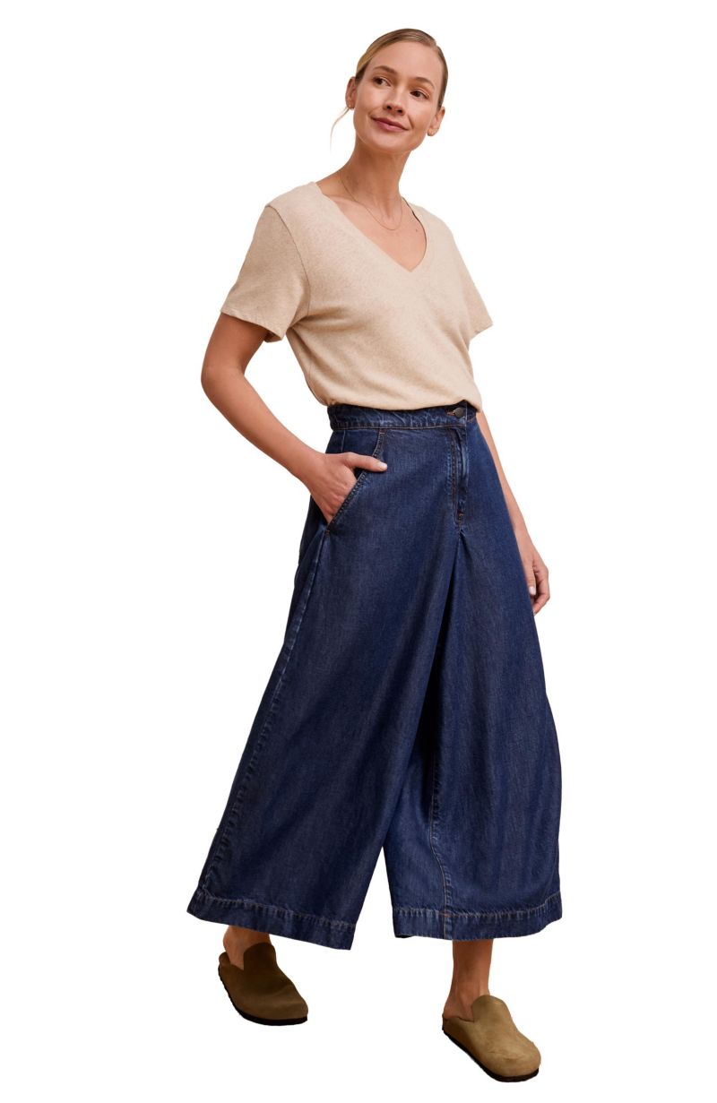 Women's Drape Denim Culotte Pants