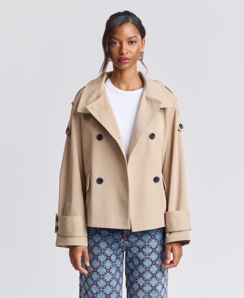 Women's Double-Breasted Short Trench Coat