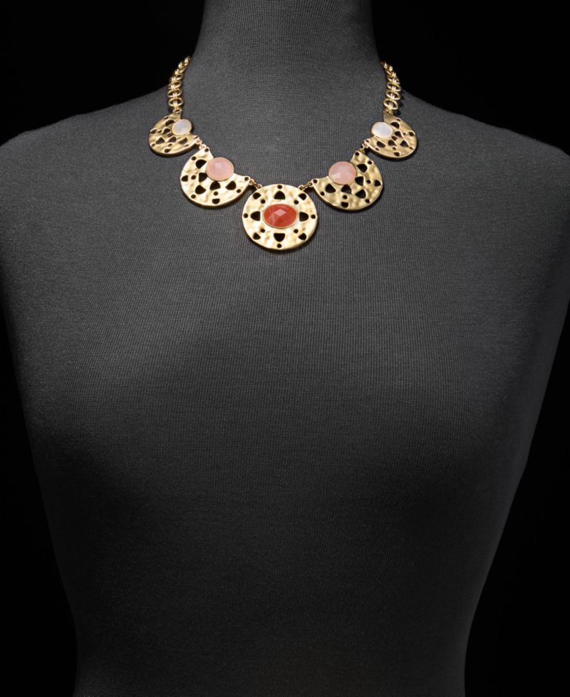 Gold-Tone Pendant Link Necklace