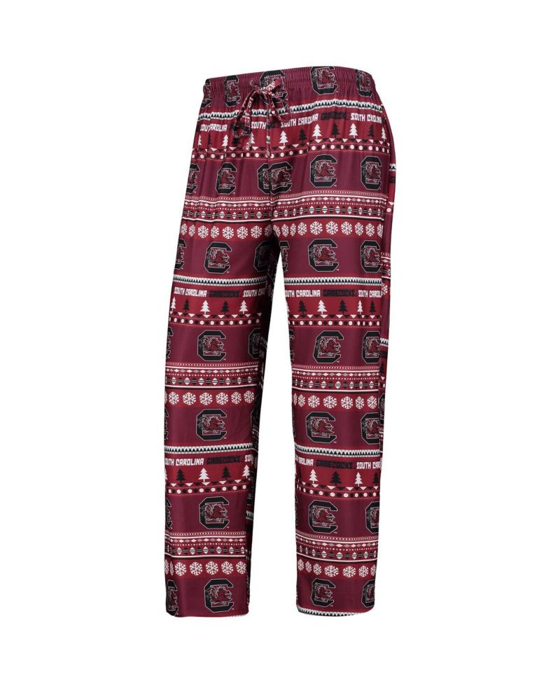 Men's 2-Piece Garnet South Carolina Gamecocks Ugly Sweater Long Sleeve Top and Pants Sleep Set