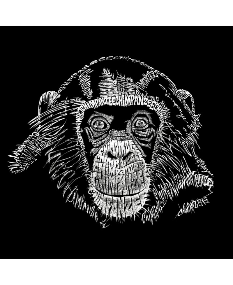 Men's Chimpanzee Word Art Hooded Sweatshirt