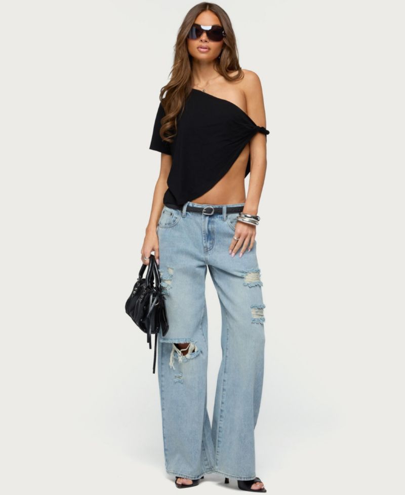 Women's Asymmetric Twisted Off Shoulder Top