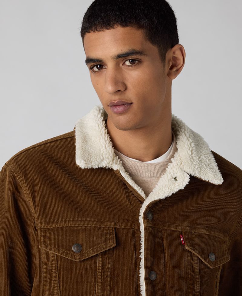 Men's Plaid Sherpa-Lined Regular-Fit Trucker Jacket