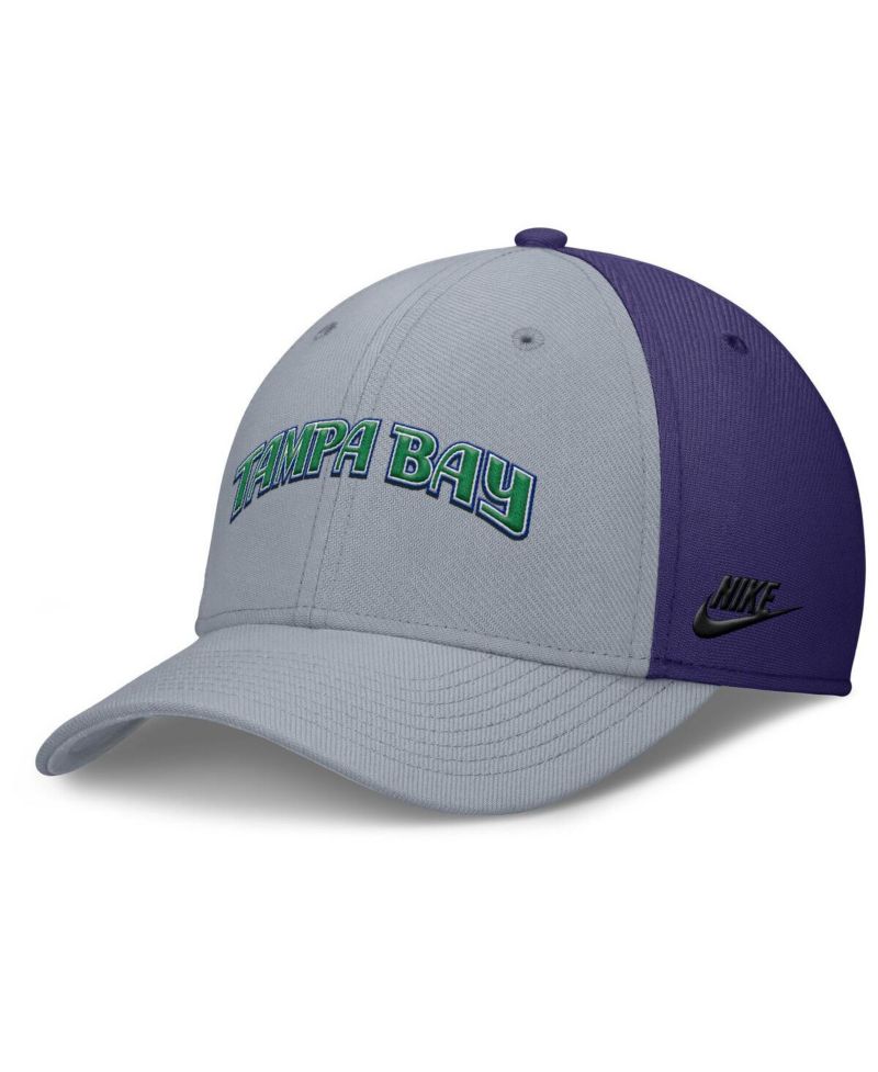 Men's Gray/Purple Tampa Bay Rays Rise Swoosh Performance Flex Hat
