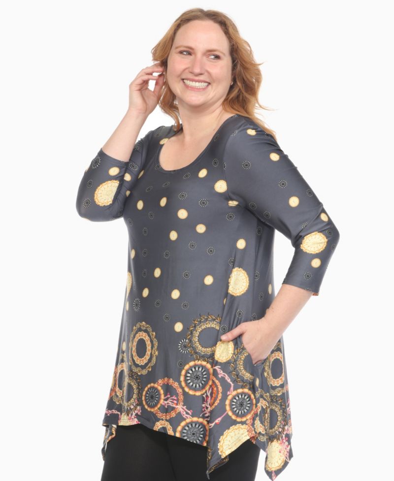 Plus Size Printed Flowy Hem Swing Top