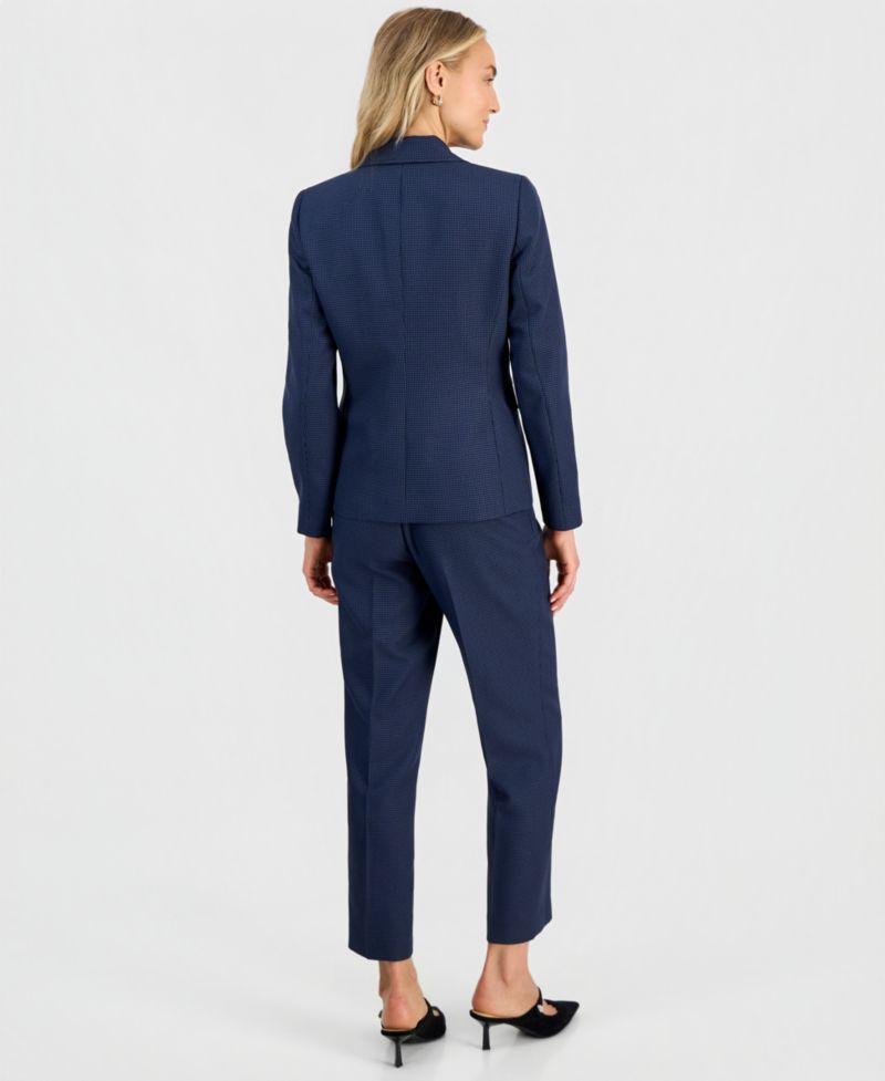 Petite Mini-Check-Print Mid-Rise Ankle Pants