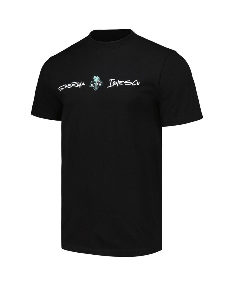 Men's and Women's Sabrina Ionescu Black New York Liberty Player Signature Name & Number T-Shirt