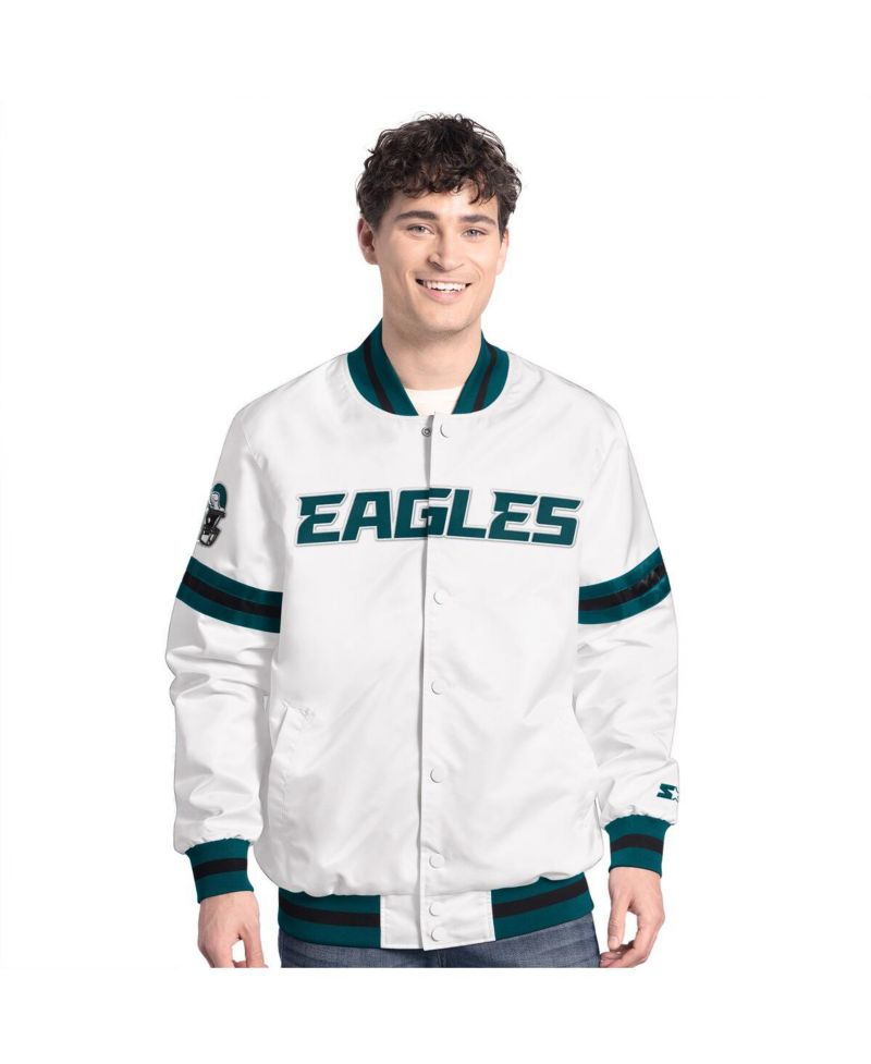 Men's White Philadelphia Eagles Scout Full-Snap Varsity Jacket