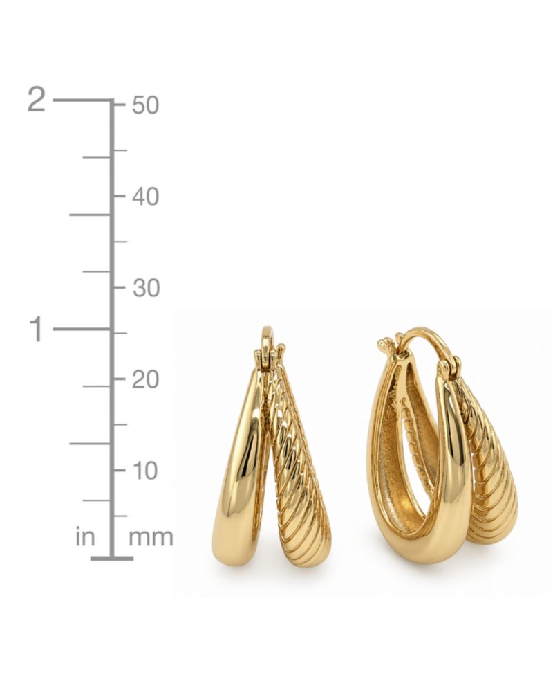 Gold-Tone Plated Split Hoop Earrings