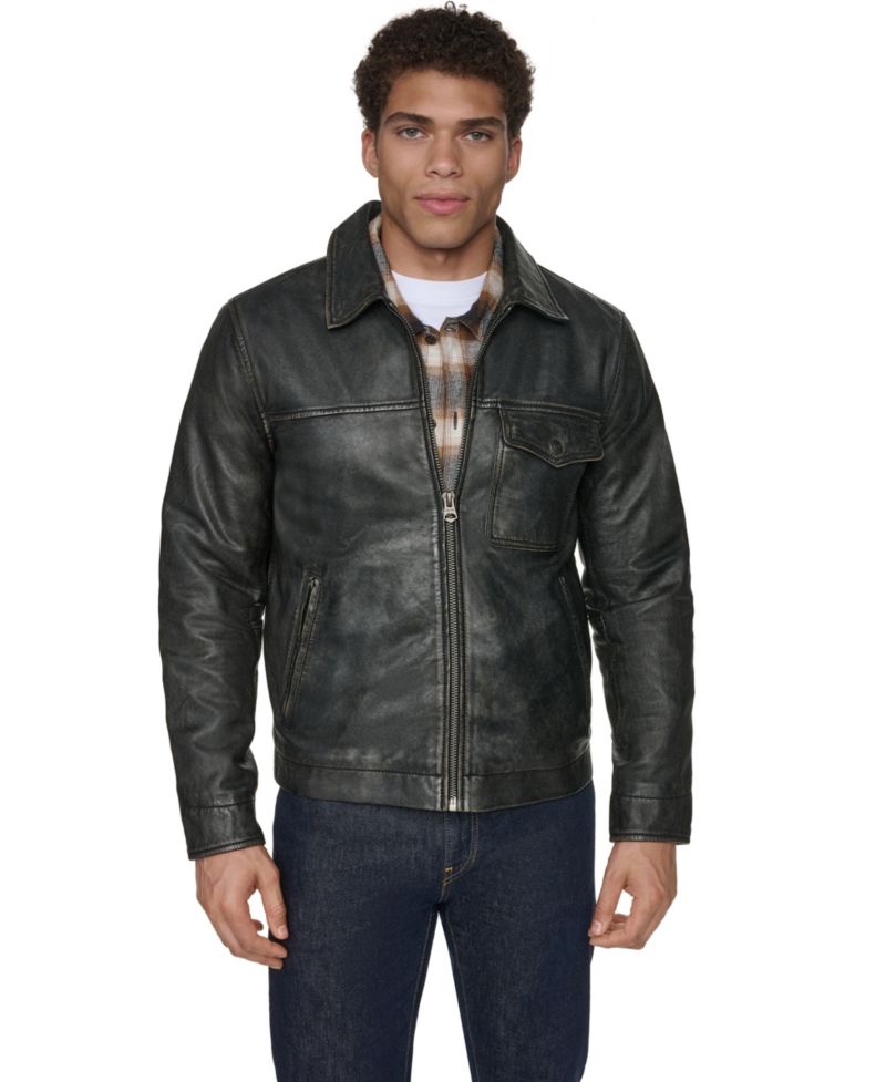 Men's Genuine Leather Trucker Jacket