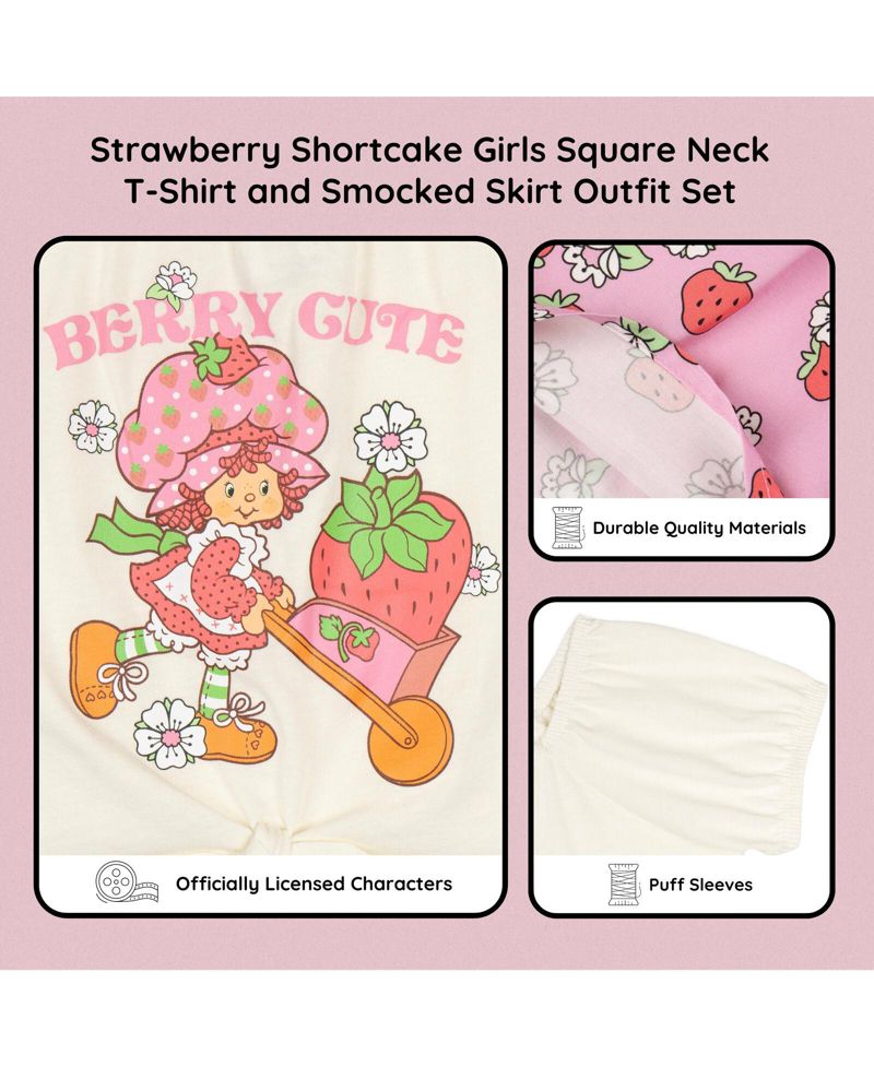 Square Neck T-Shirt and Skirt Outfit Set