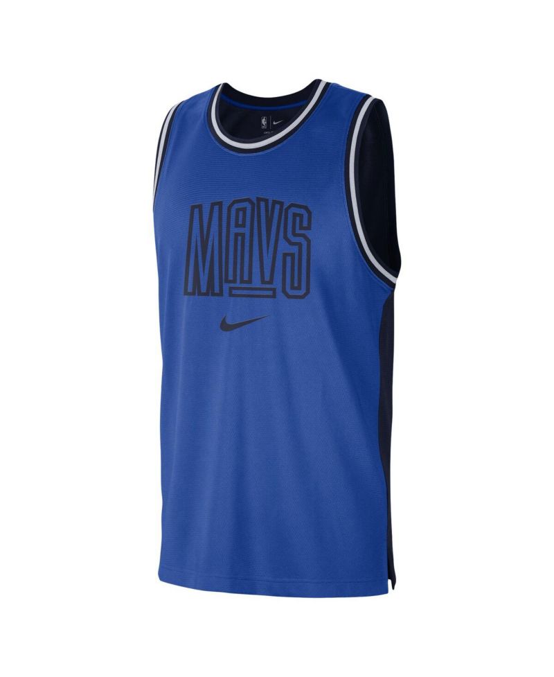 Men's Blue, Navy Dallas Mavericks Courtside Versus Force Split DNA Performance Mesh Tank Top