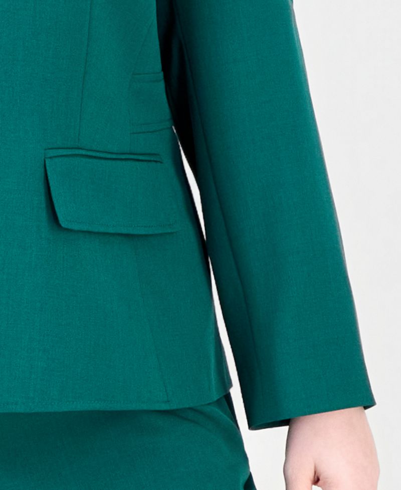Plus Size Classic Fit Inset Waist Two Button Notch Collar Jacket and Wide Leg Pant, 2-Piece Set