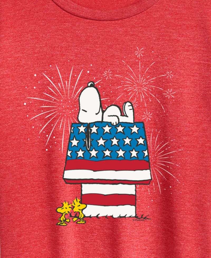 Plus Size Peanuts Dog House Fireworks Short-Sleeve Graphic T-Shirt
