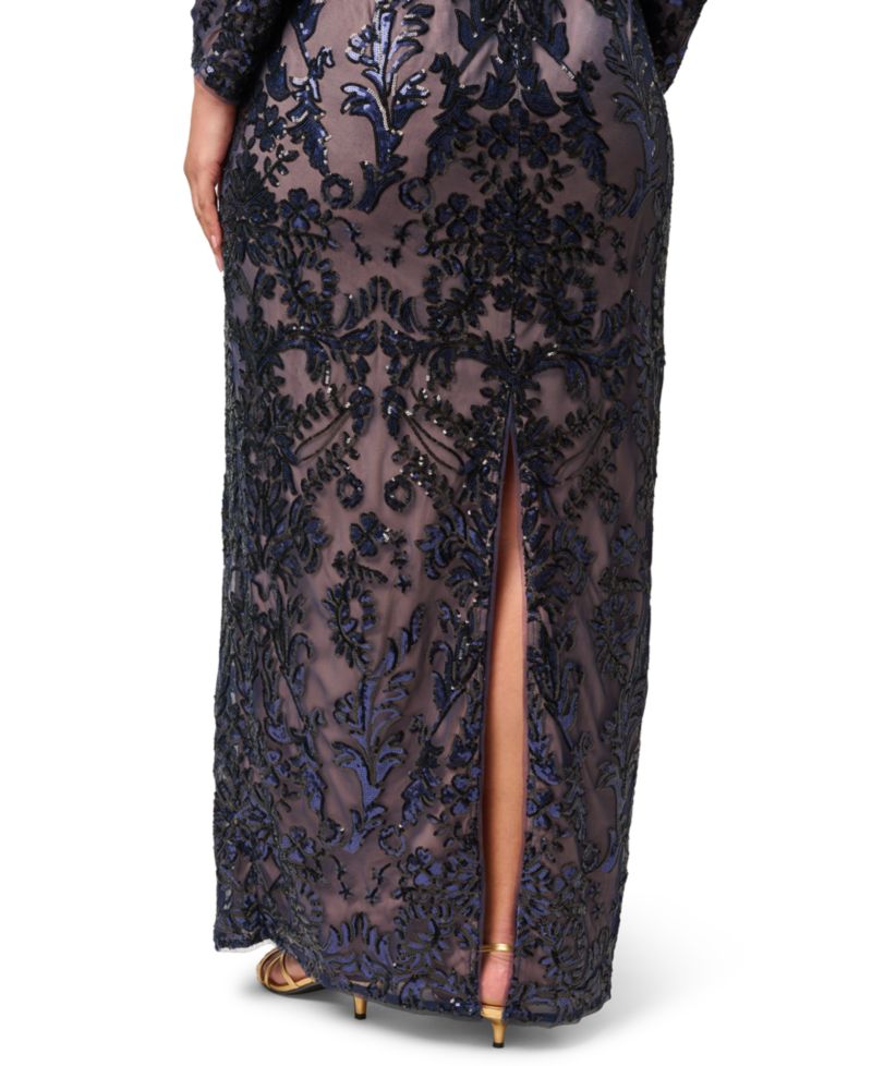 Plus Size Sequin Off-the-Shoulder Gown