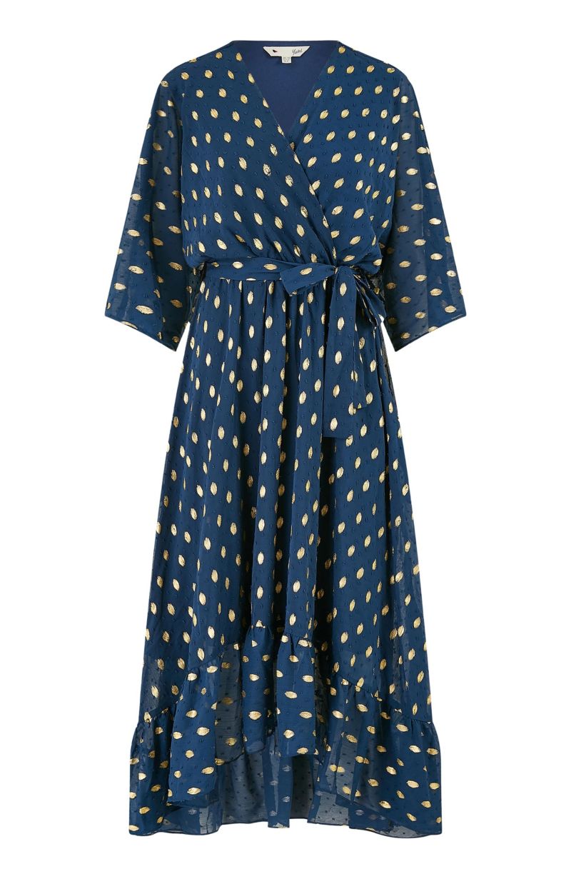 Women's Foil Print Wrap Over Dress