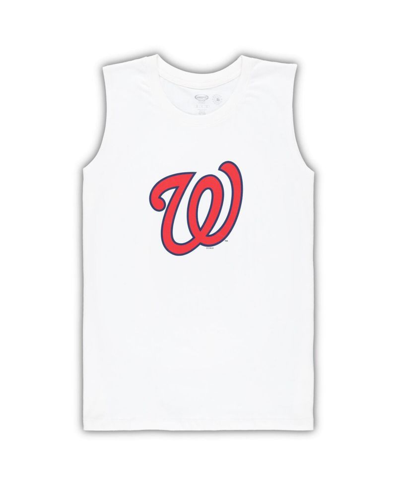 Women's White/Red Washington Nationals Plus Size Tank Top Shorts Sleep Set