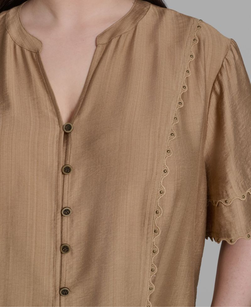 Plus Size Rayon-Blend V-Neck Top