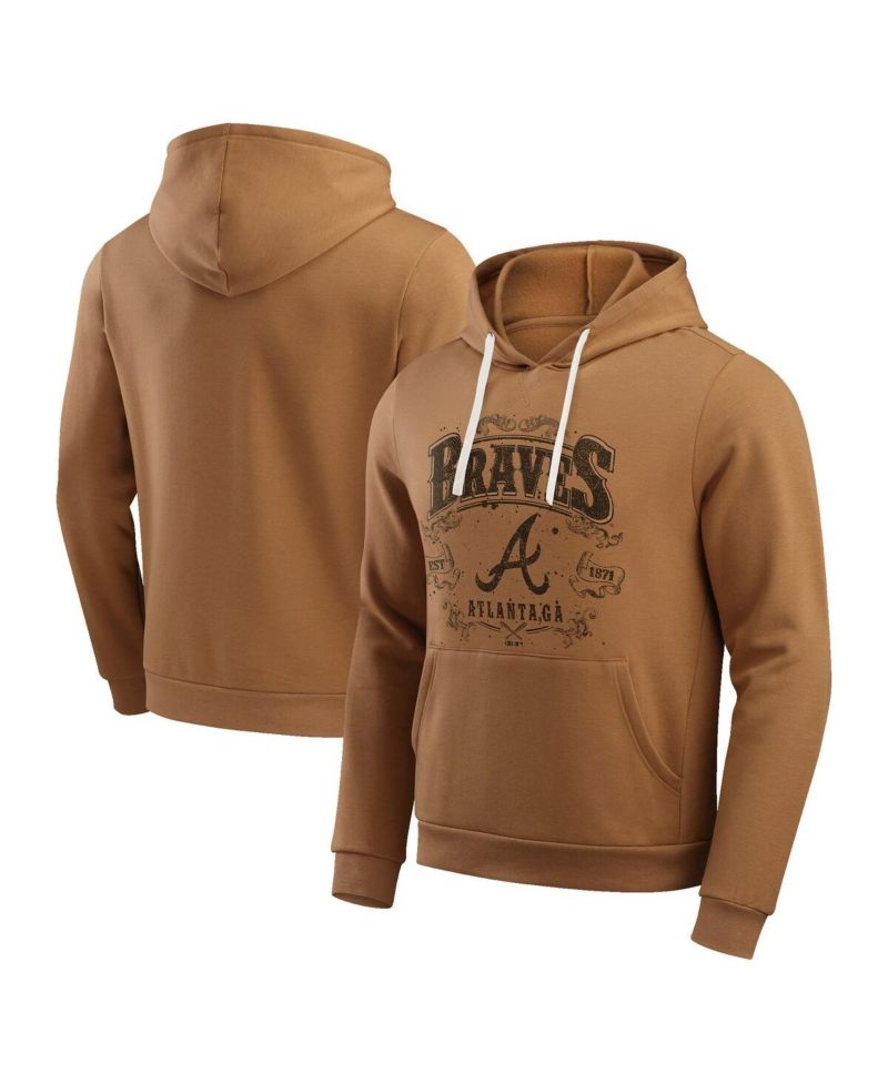 Darius Rucker Collection by Men's Tan Atlanta Braves Camp Fleece Pullover Hoodie