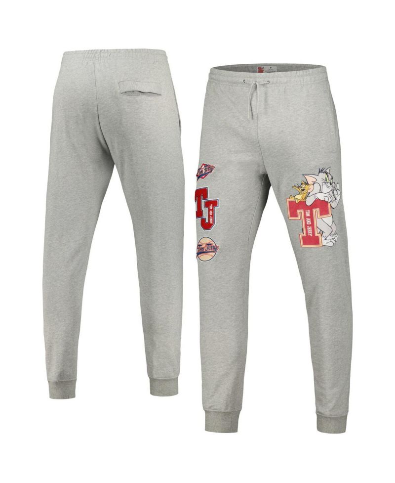 Men's Heather Gray Tom and Jerry University Jogger Pants