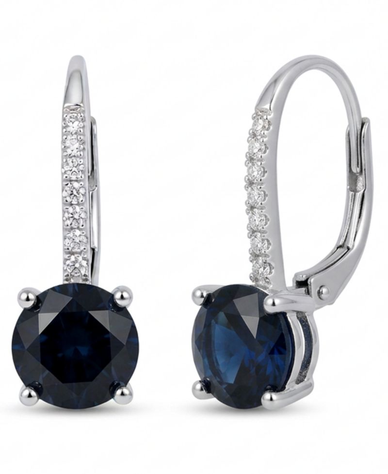 Sapphire (2 ct. t.w.) & Diamond (1/10 ct. t.w.) Drop Earrings in 14k White Gold