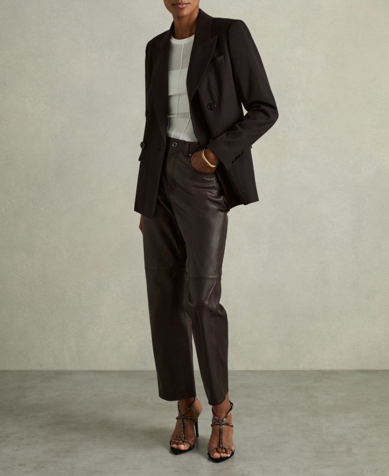 Women's Verona Leather Slim-Leg Pants