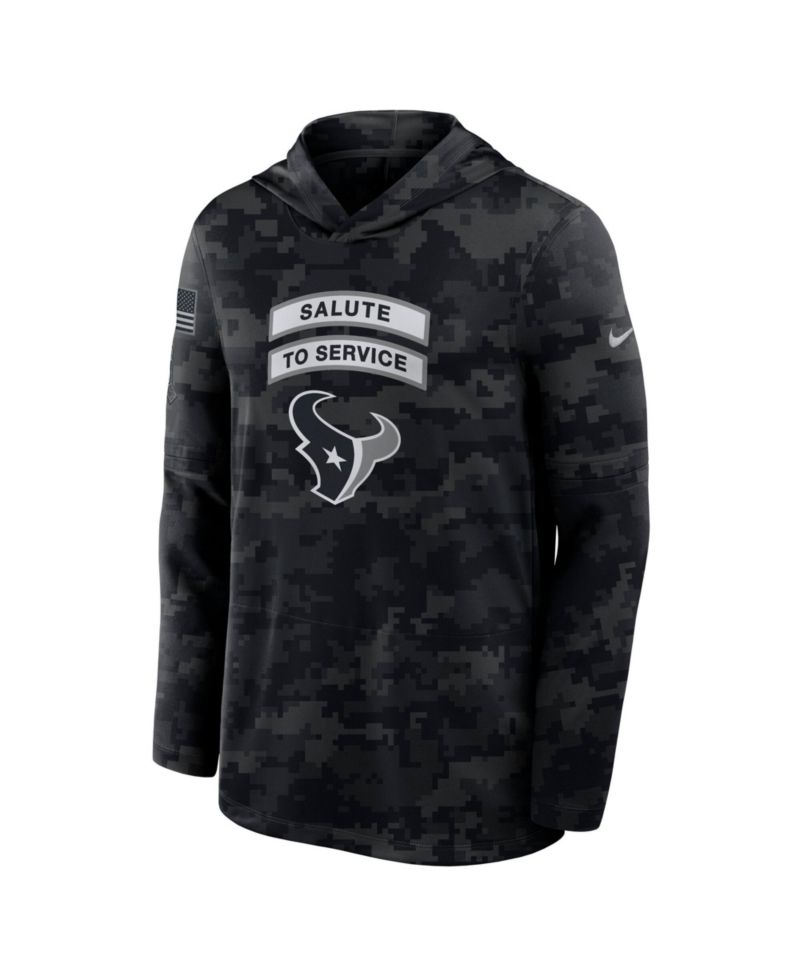 Men's Black Houston Texans 2026 Salute to Service Sideline Lightweight Hooded Pullover