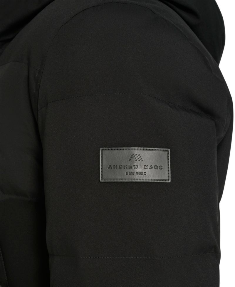 Men's Hooded Puffer Faux-Suede Bib Jacket