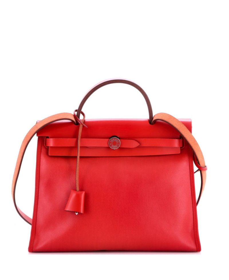 Pre-Owned Hermes 31 Herbag Zip Berline Vache Canvas and Leather