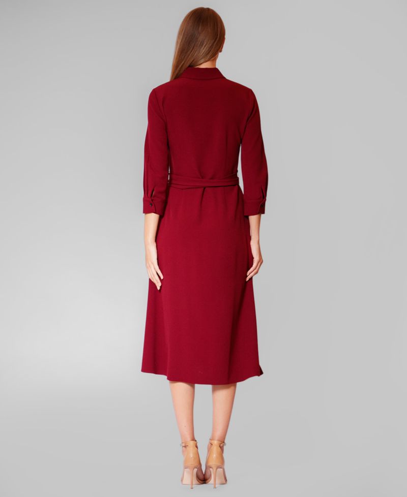 Women's Long-Sleeve Belted Shirt Dress
