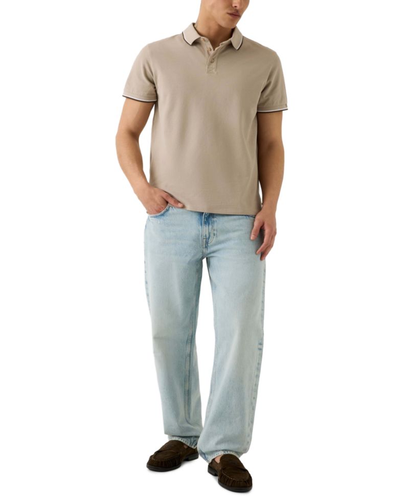 Men's Piqu&eacute; Cuff Short-Sleeve Polo Shirt