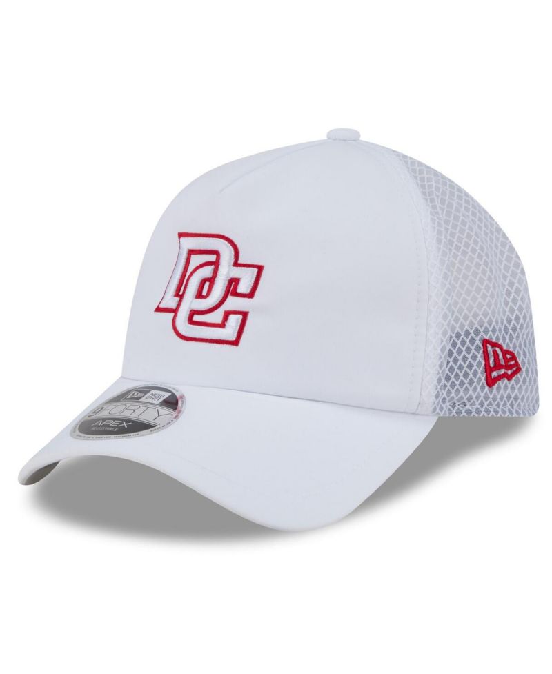 Men's White Washington Nationals 2026 Batting Practice Apex 9FORTY Adjustable Trucker Hat