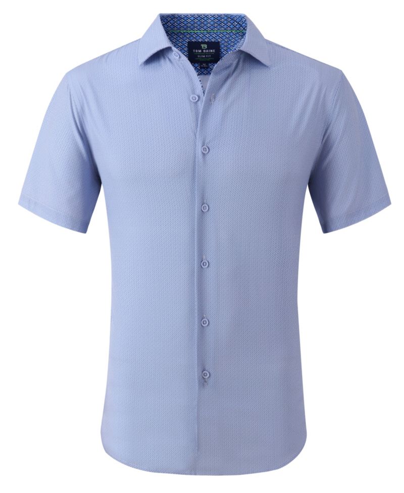 Men's Slim Fit Short Sleeve Performance Button Down Dress Shirt