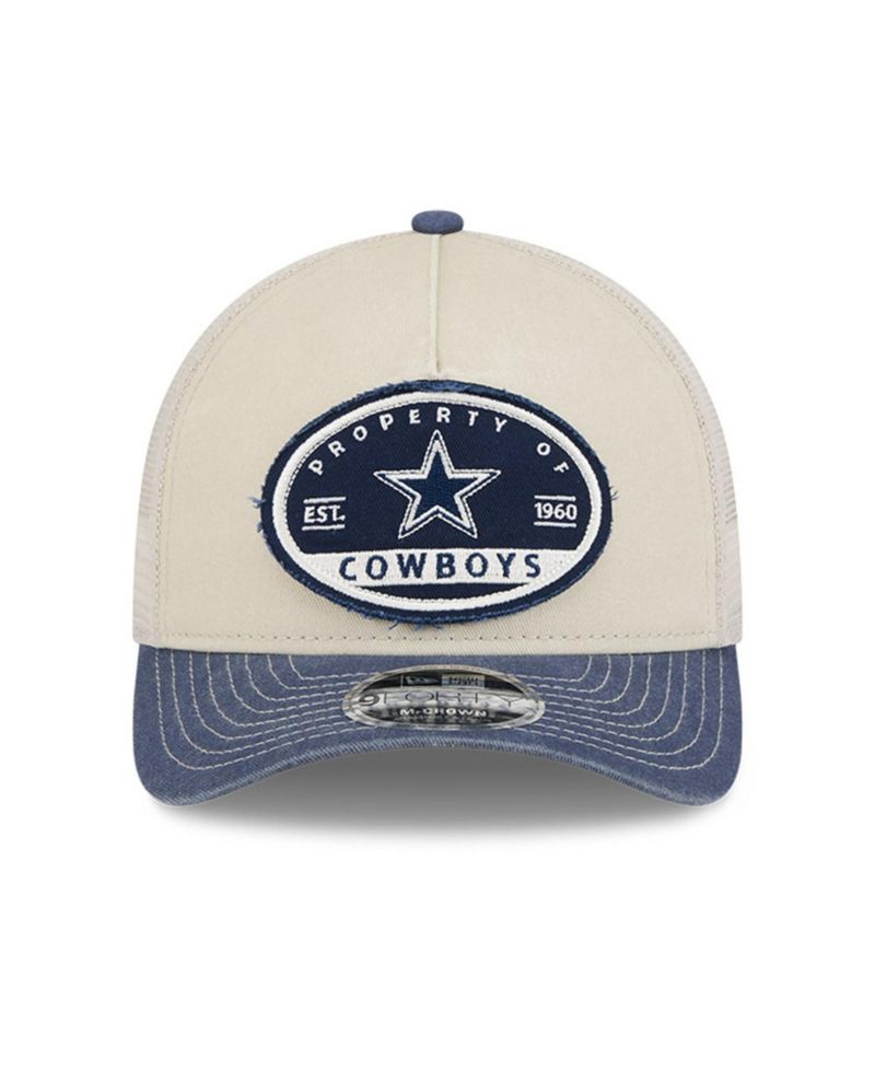 Men's Natural Dallas Cowboys Frayed M-Crown A-Frame 9FORTY Adjustable Hat