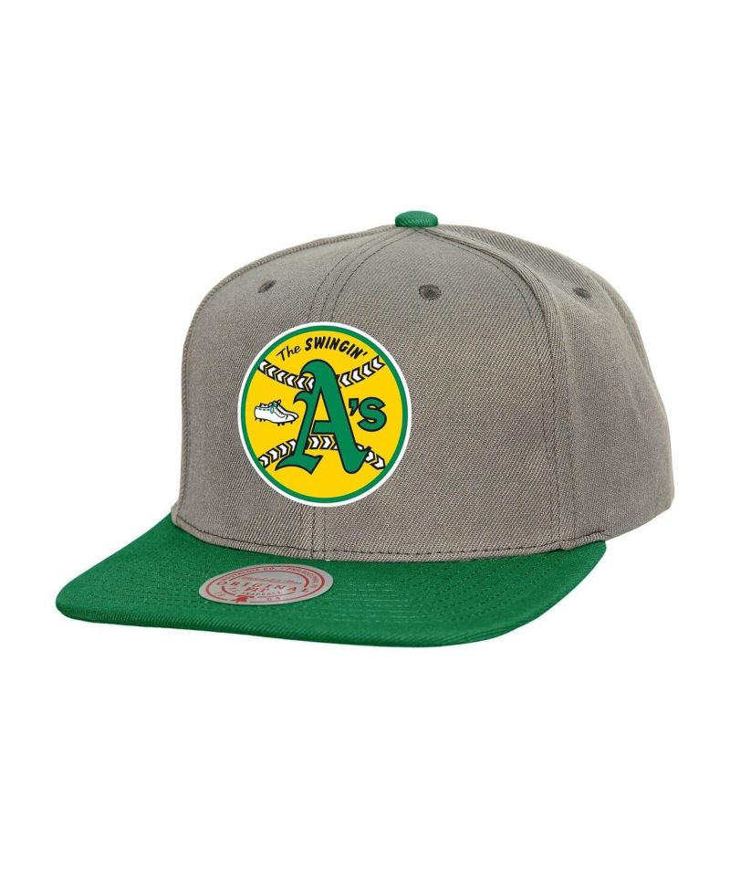 Men's Gray Athletics Cooperstown Collection Basic Flip Snapback Hat