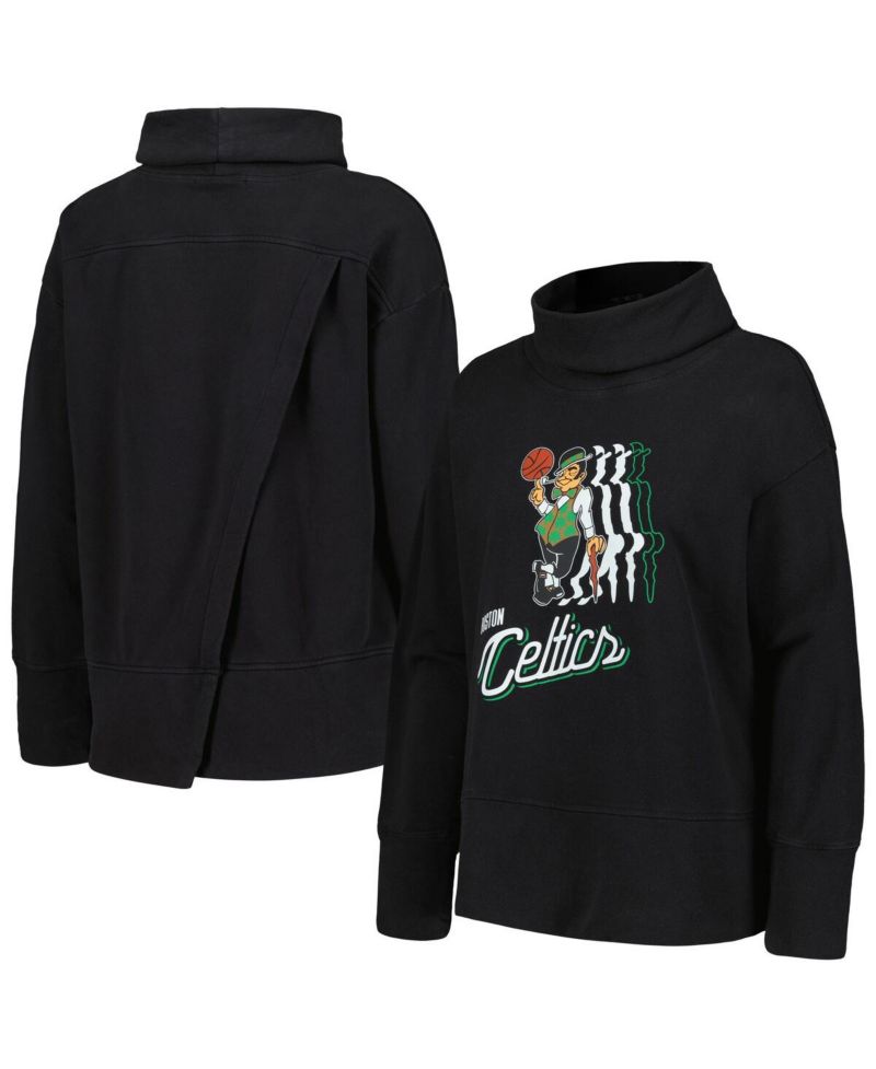 Women's Black Boston Celtics Sunset Pullover Sweatshirt